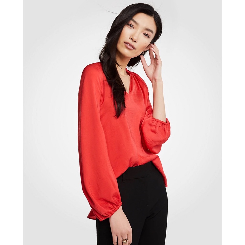 ANN TAYLOR Full Sleeve Blouse in Cherry Marmalade